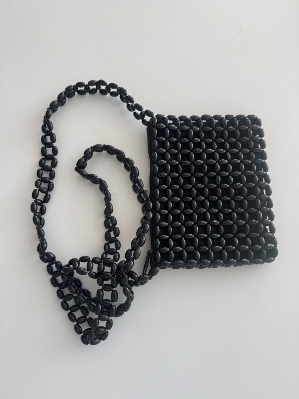 Black Beaded Mini Crossbody Bag - Women’s Beaded Shoulder Bag